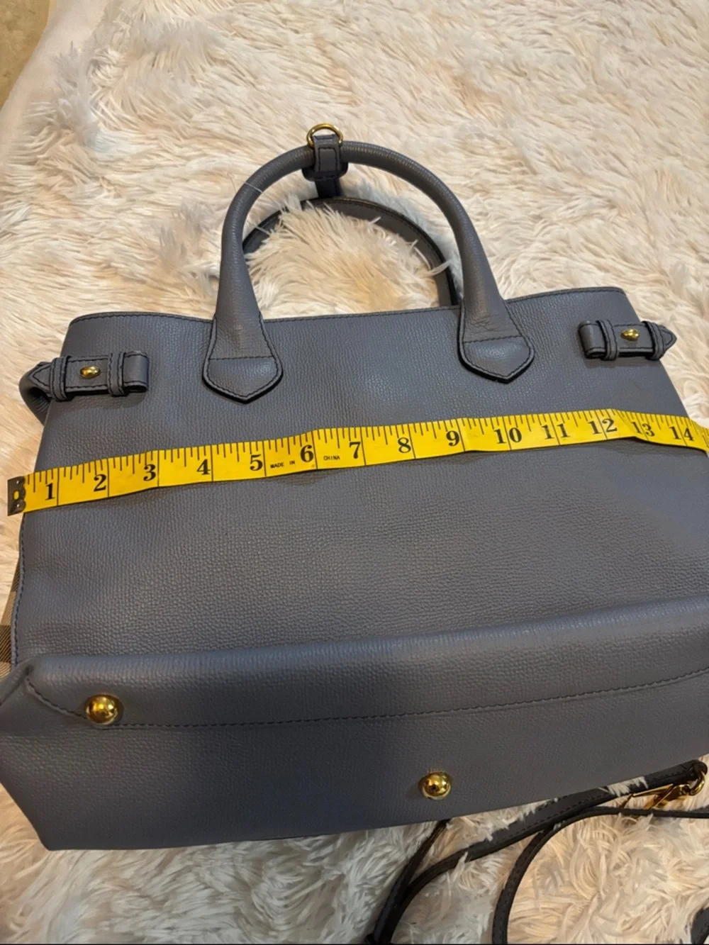 Burberry Navy Blue Leather Top-Handle Satchel - Picture 13 of 16